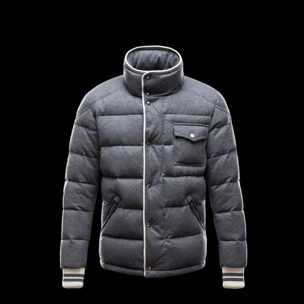 Moncler Breve Grigio Poliestere Fodera Zipper Slash caldo Uomo Cappotti uscita